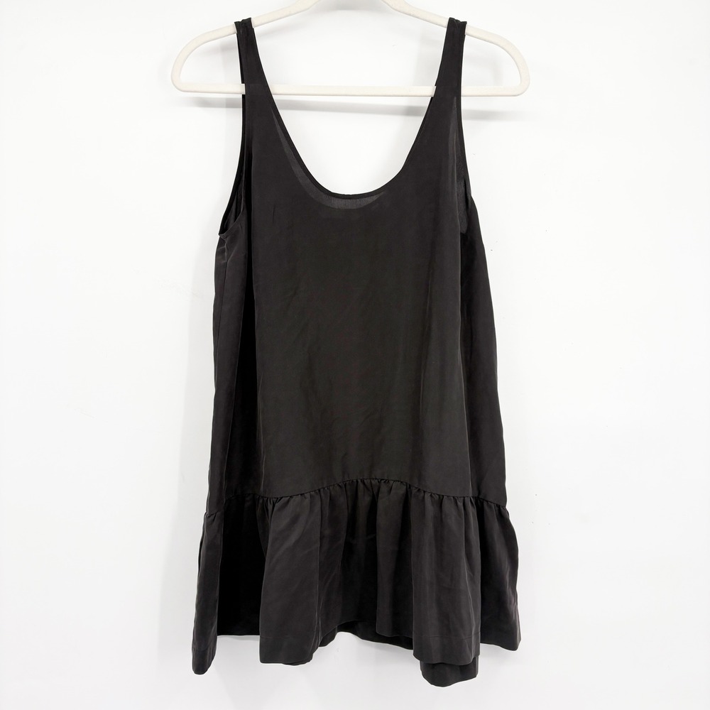 &‎ Other Stories Womens Black 100% Silk Ruffle Hem Minimalist Mini Dress Size S